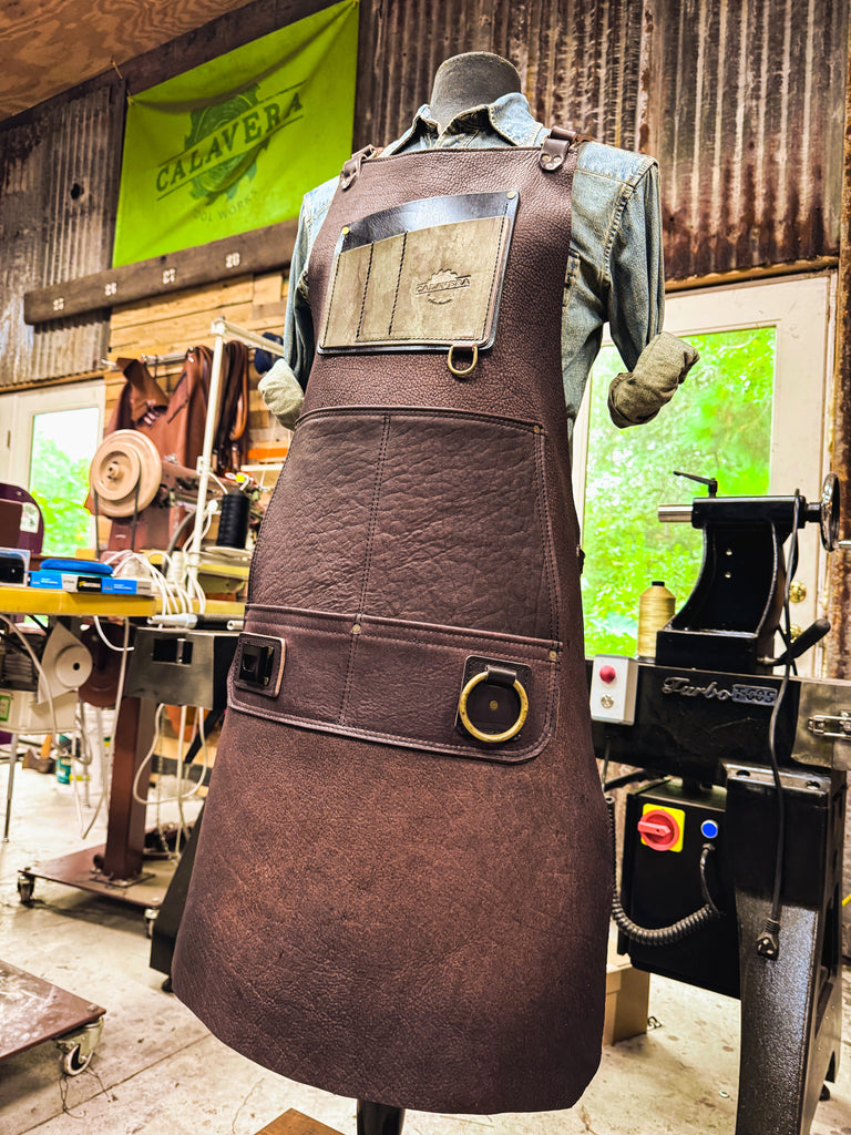 Rugged Leather Work Apron - Tobacco - Pure Classic