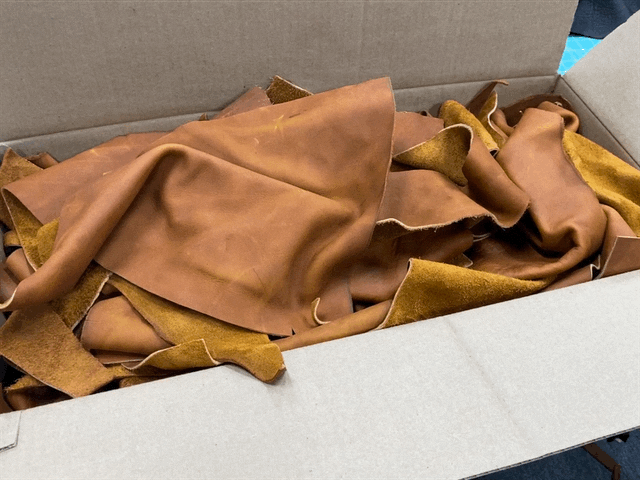 Wanderings Leather Scraps for Leather Crafts – 3lbs Mixed Sizes, Shapes with 36 Cord - Full Grain Buffalo Leather Remnants from Journal Making - Great for
